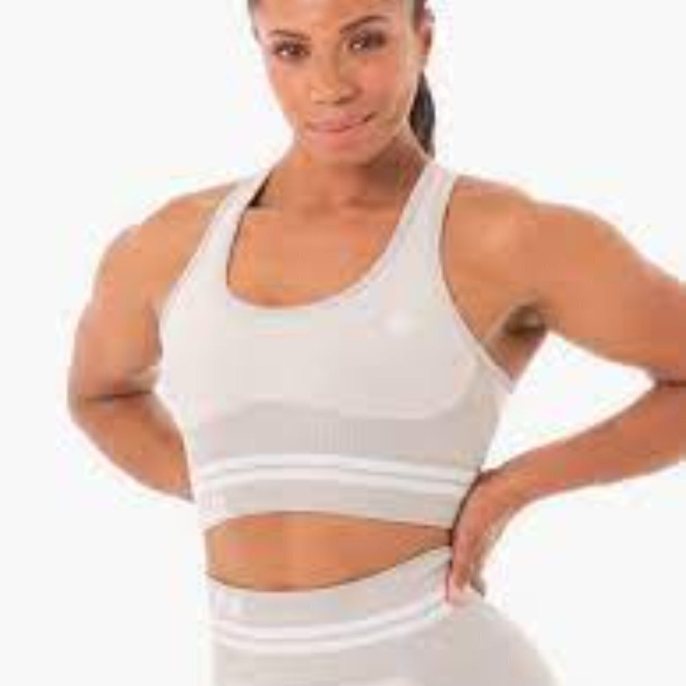 RyderWear Womens Gray Racerback Seamless Athletic Workout Sports Bra Size XS
